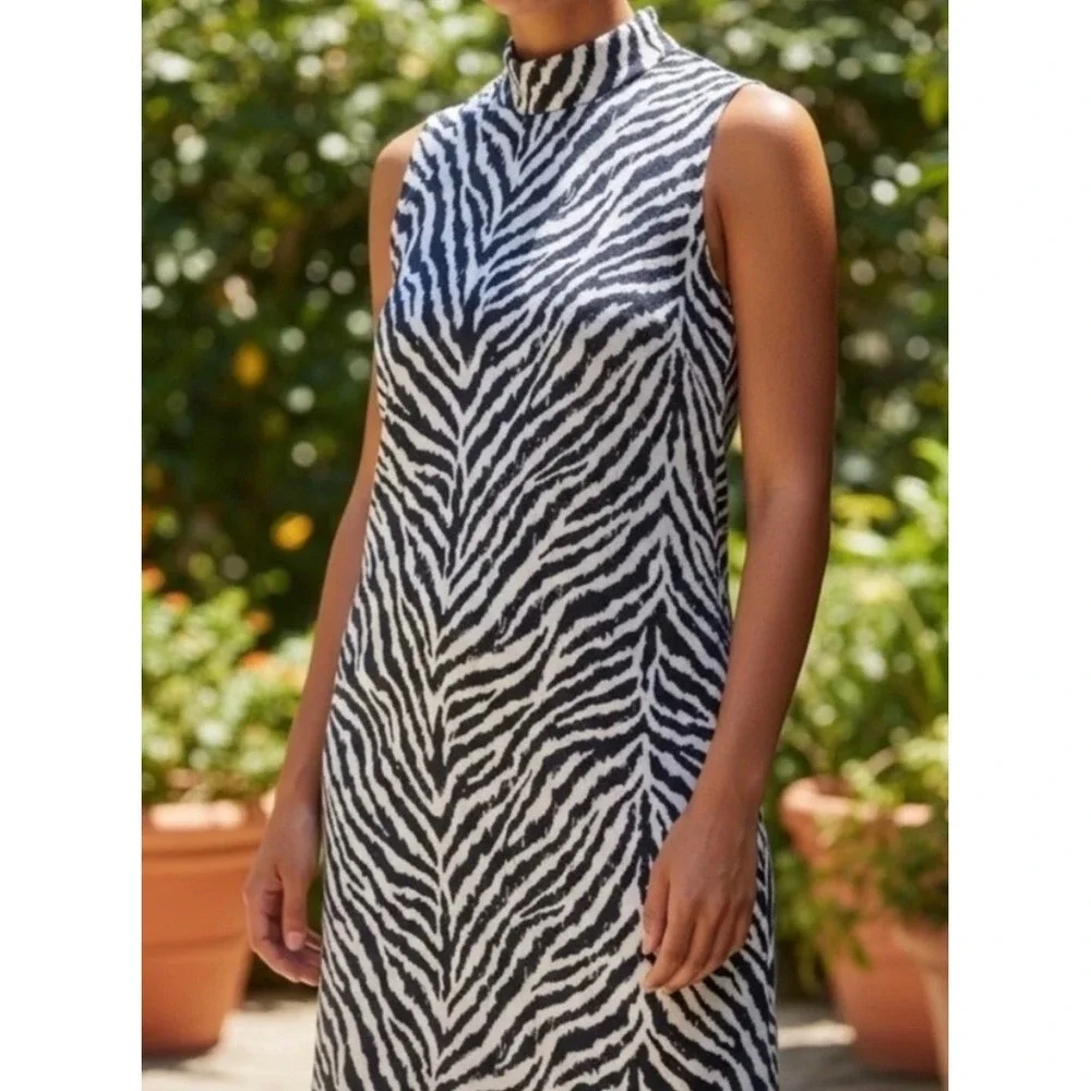 J.‎ McLaughlin Delaney Montego Sheath Dress Large Navy Zebra Scuba Sleeveless